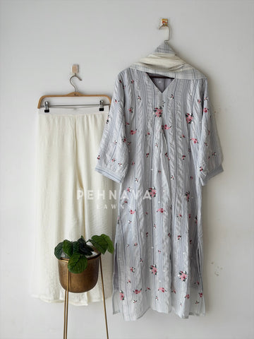 Floral Striped Imported Three Piece Set-298