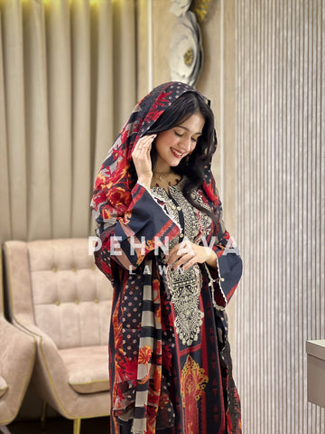 Black Printed Casual Suit