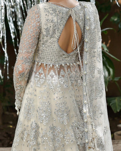 Heavily Emblished Ivory and Silver Lehenga