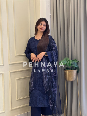 Semi-stitched Embroidered Rayon Suit 1454