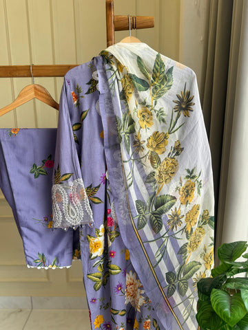 Violet Vibrant Floral Suit-2002