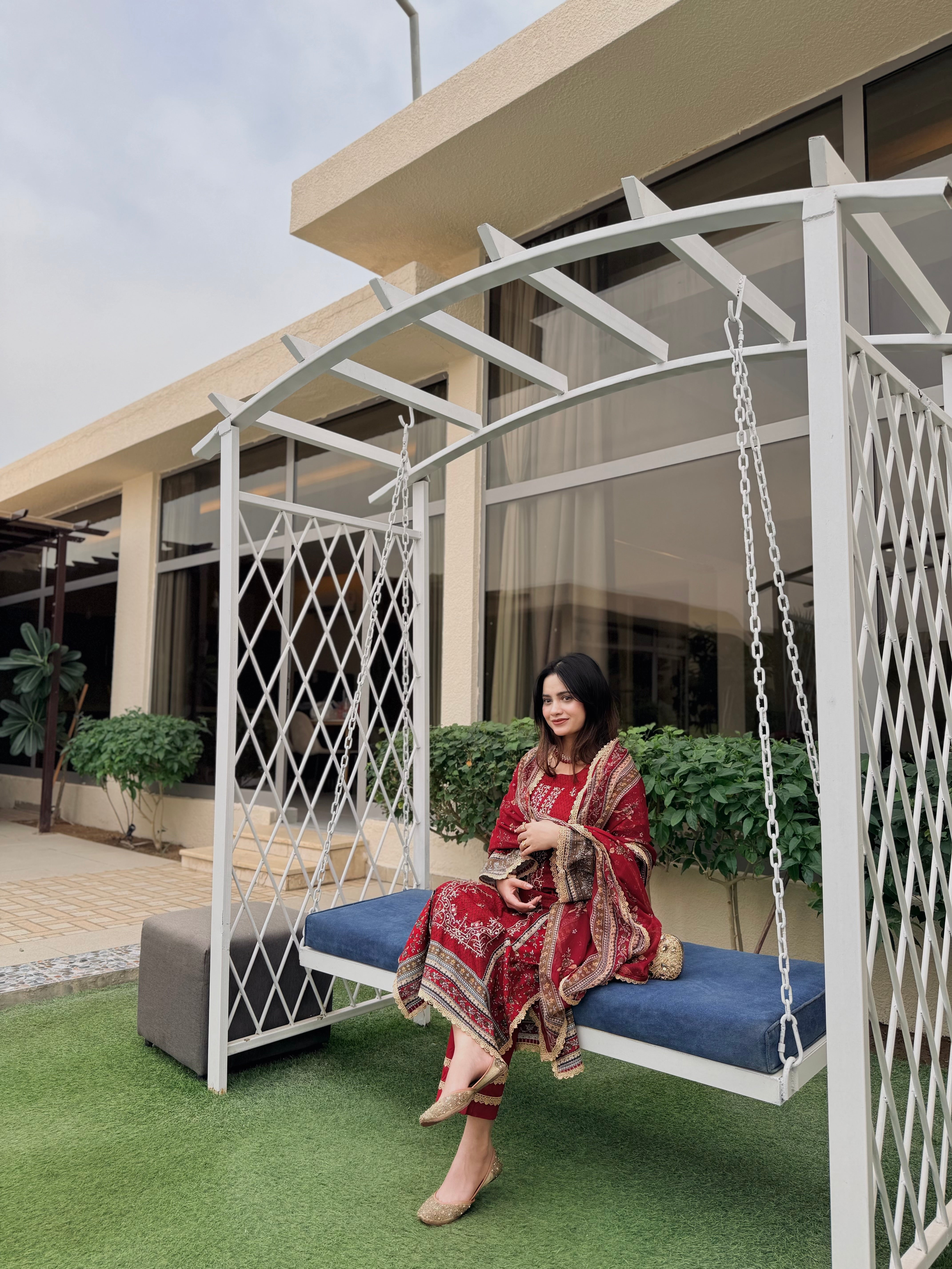 New Red Pakistani Cotton Suit 1368