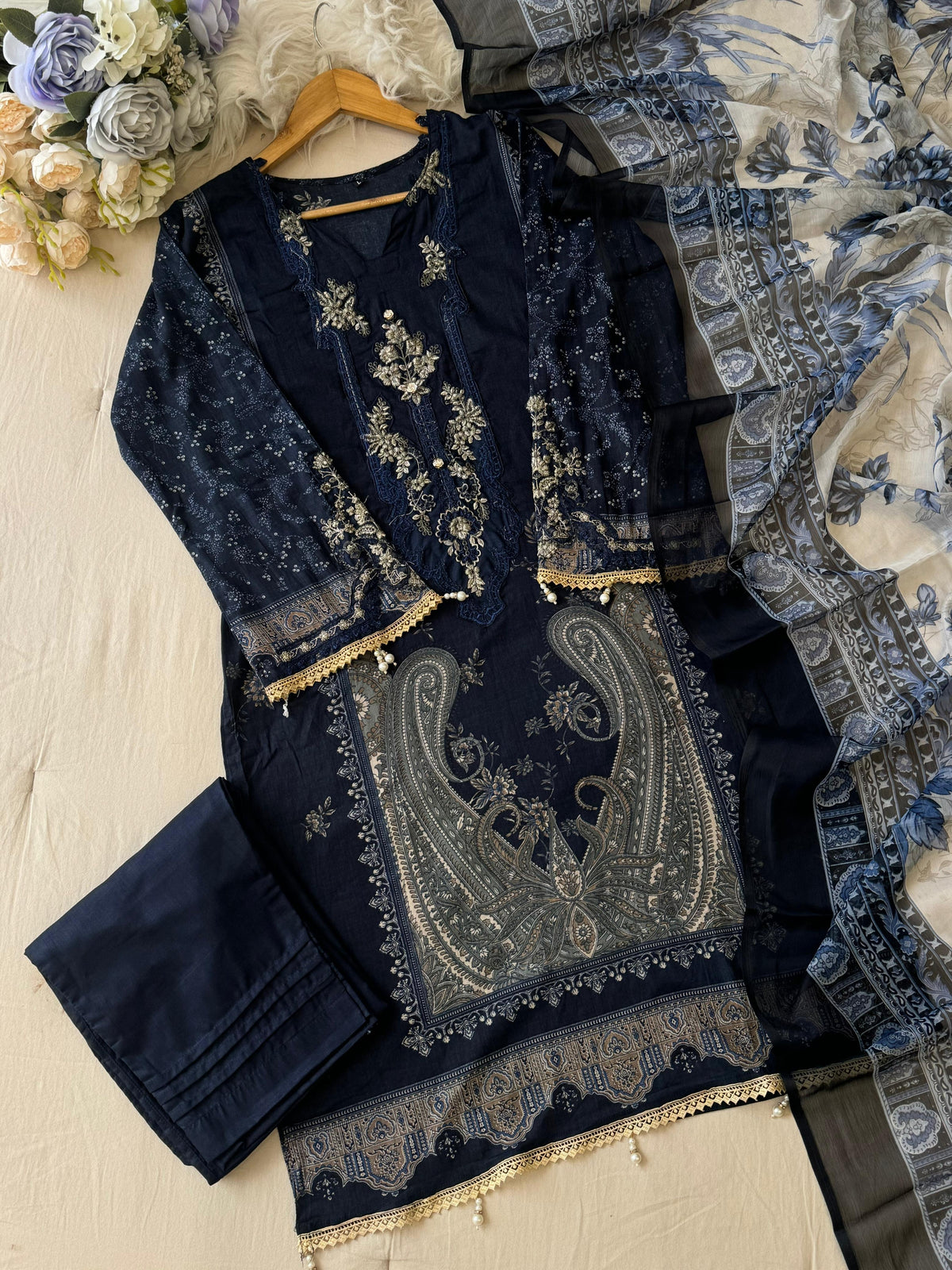 Blue Printed Pakistani Cotton Suit