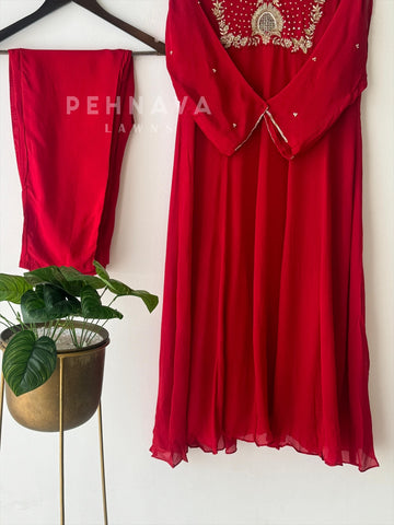 Hand Embroidered panel Cut Suit - Pehnava Lawns