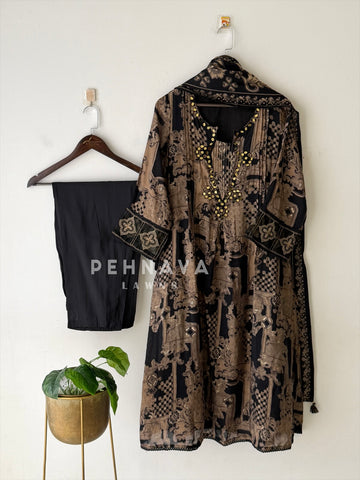 Mirror Embellished Printed Suit-13080