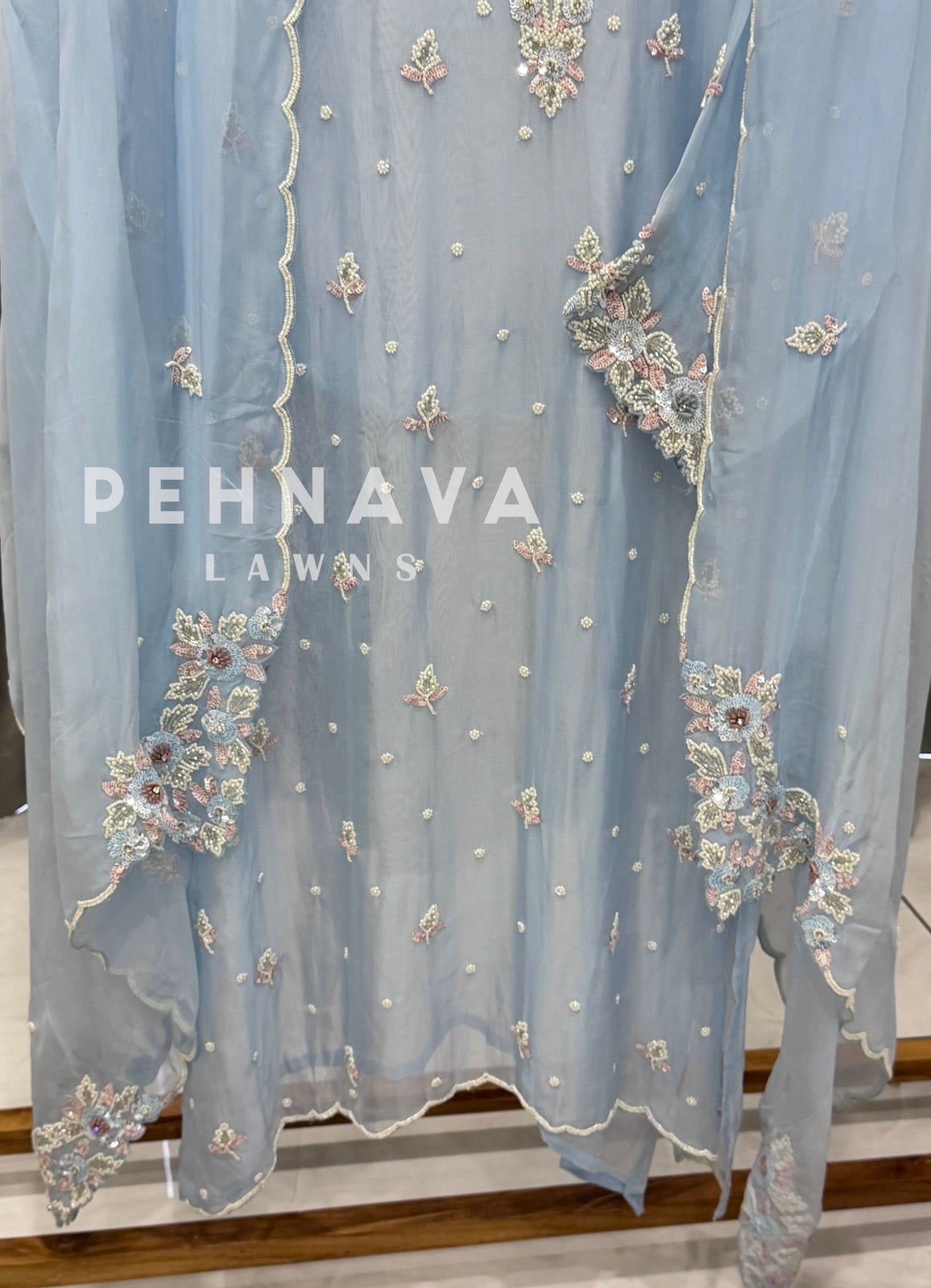Semi-Stitched Chiffon Suit, Organza Dupatta