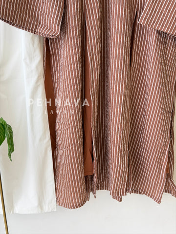 Modest Striped Side-Slit Two Piece Set-B227