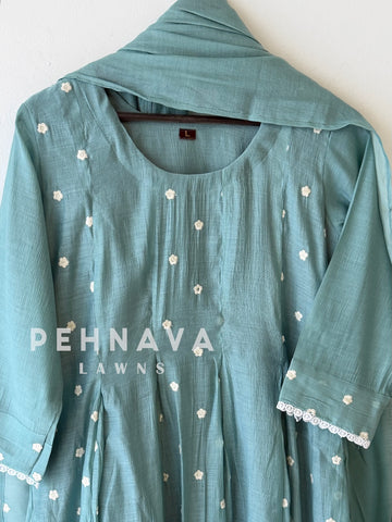 Floral Embroidered Imported Suit-13161