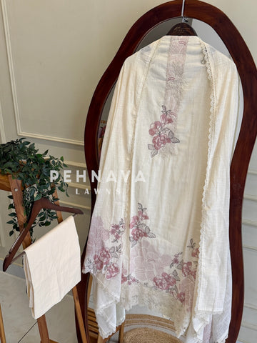 Floral Embroidered Linen Unstitched Suit-L105