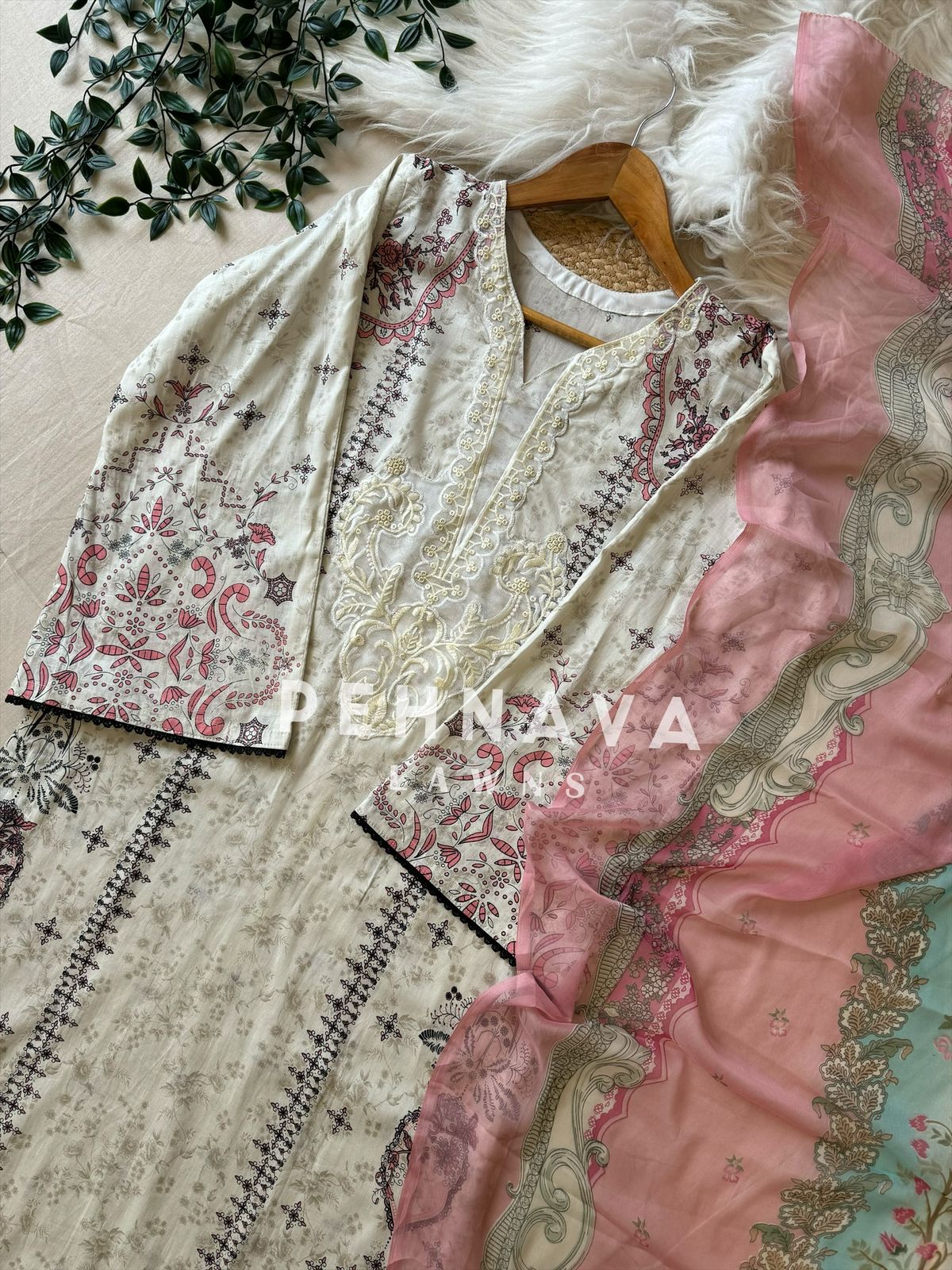 Cotton Casual Pak Suit Ft. Chiffon/Cotton Dupata-1296