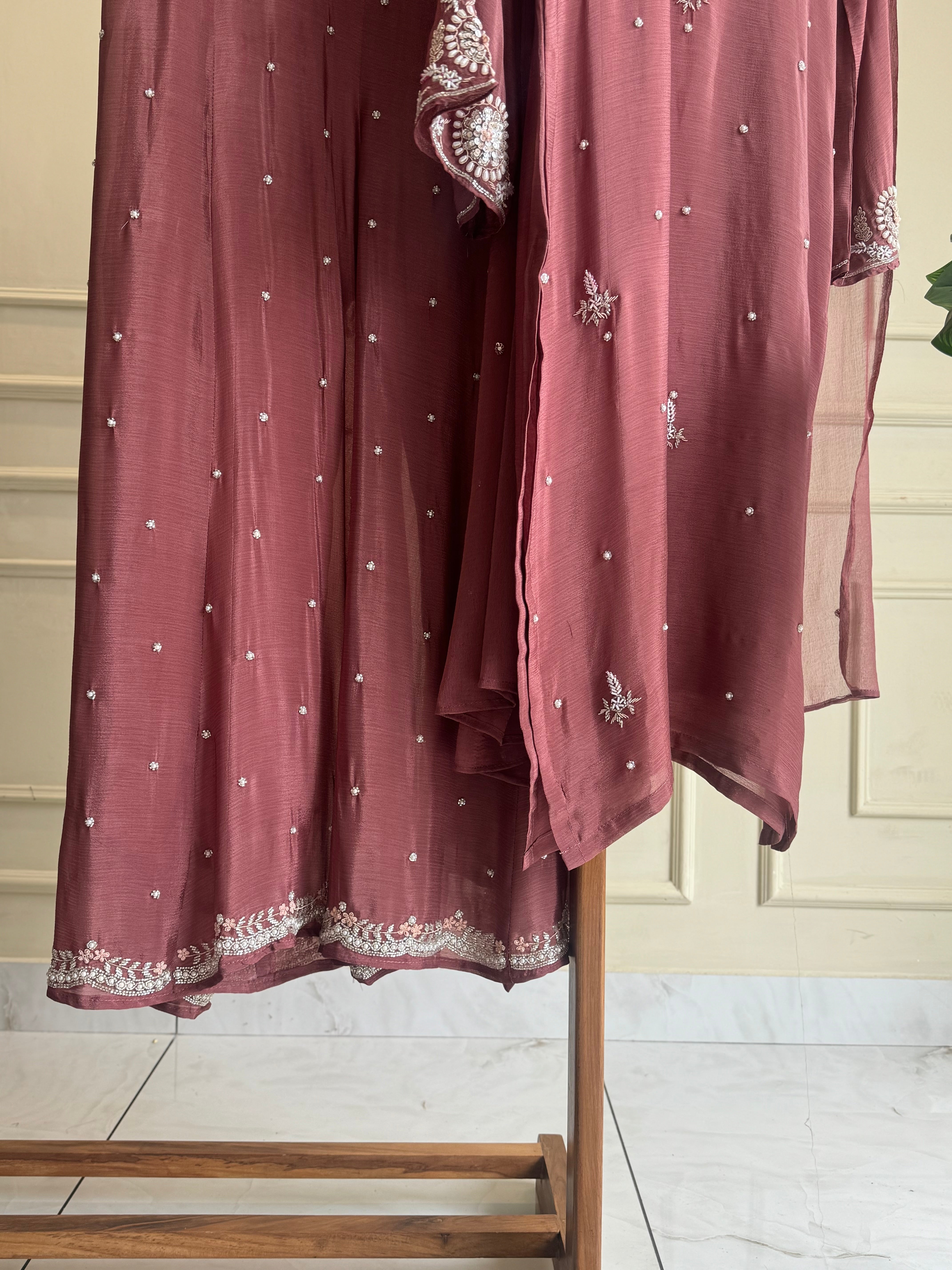 Chinnon handworked suit with handworked wide palazzo-color options available