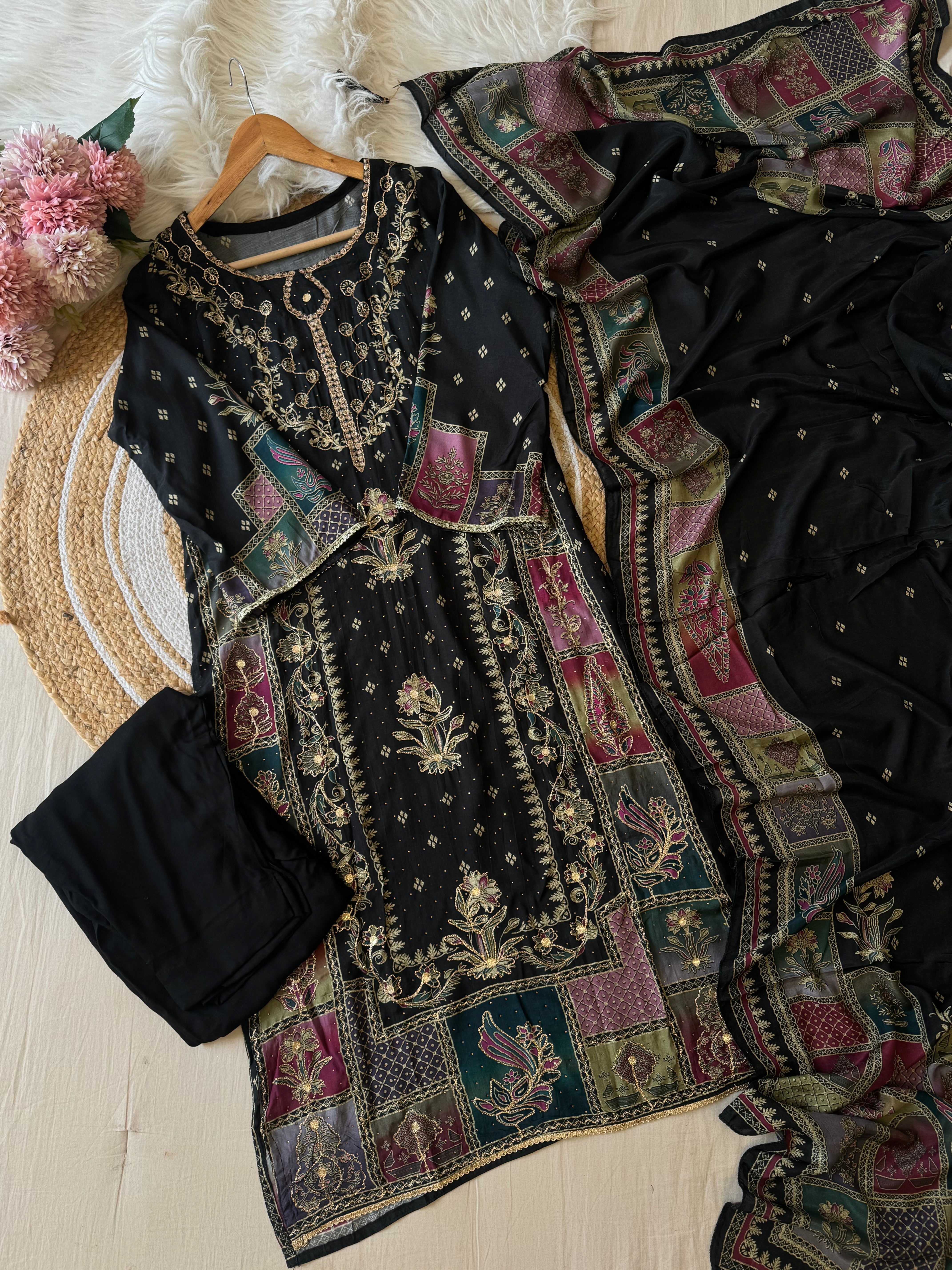 Comfy Muslin Suit with aari work-149