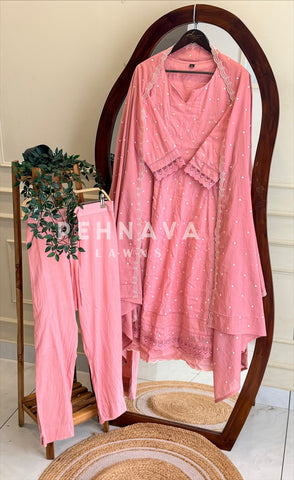 Lace-Trimmed Polka Dot Set