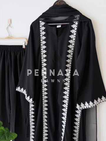 Elegant Black Embroidered Suit- J7110