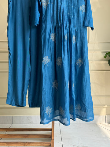 Premium mul silk pleated embroidered suit -color options 4468