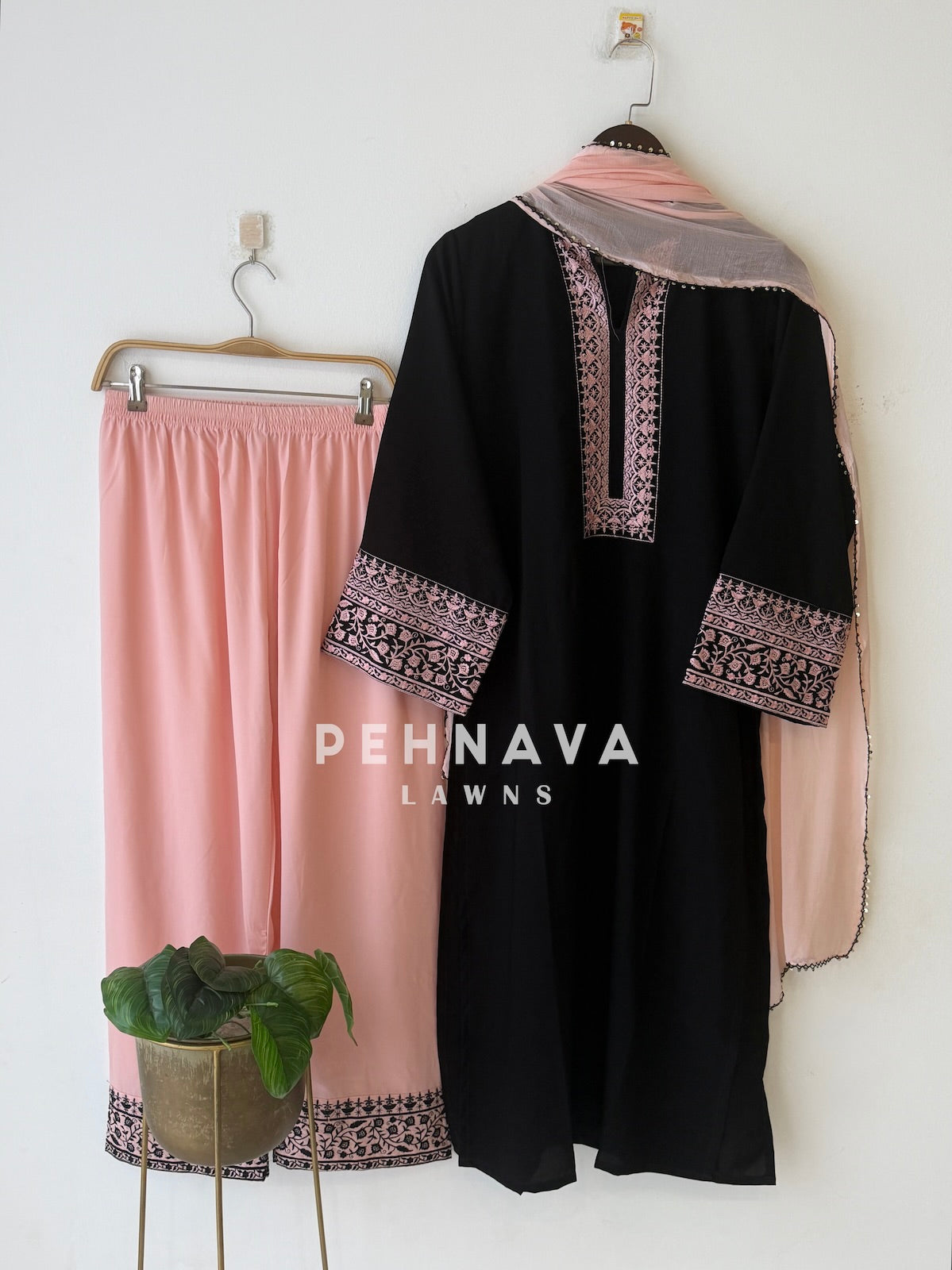 Border Embroidered Three Piece Set-420