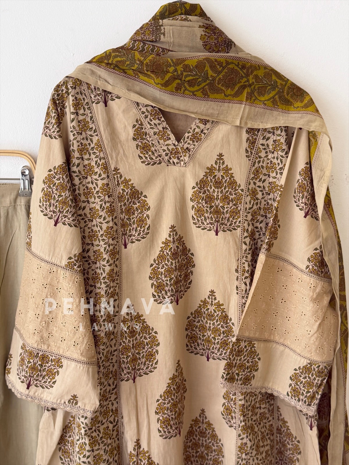 Block Printed A-Line Three-Piece Set-13104
