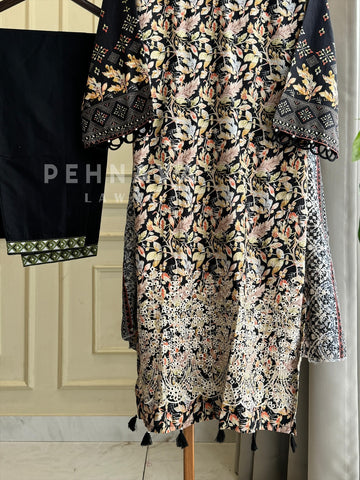 Printed Suit ft Embroidered  and Lace Detailing