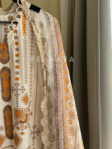 Embroidered Printed Cotton Set-1110