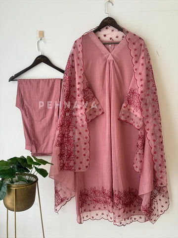 Organza Lace Chanderi Suit Set