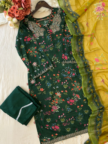 Floral Printed Ethnic Pak-Suit Ft. Chiffon Dupatta-004