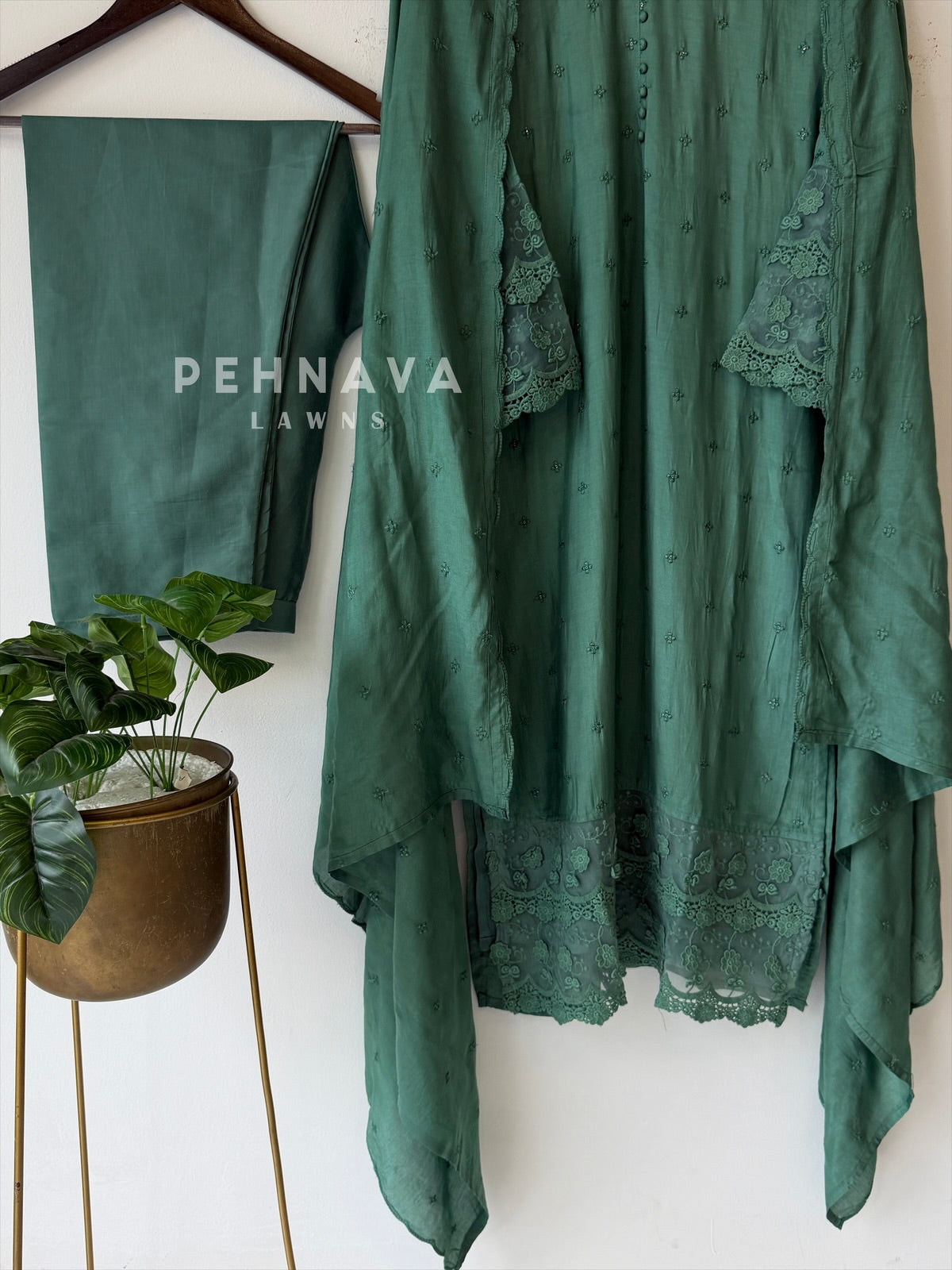 Lace‑Trimmed Embroidered Ensemble
