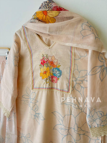 Floral Linen Printed Suit-13424 - Pehnava Lawns