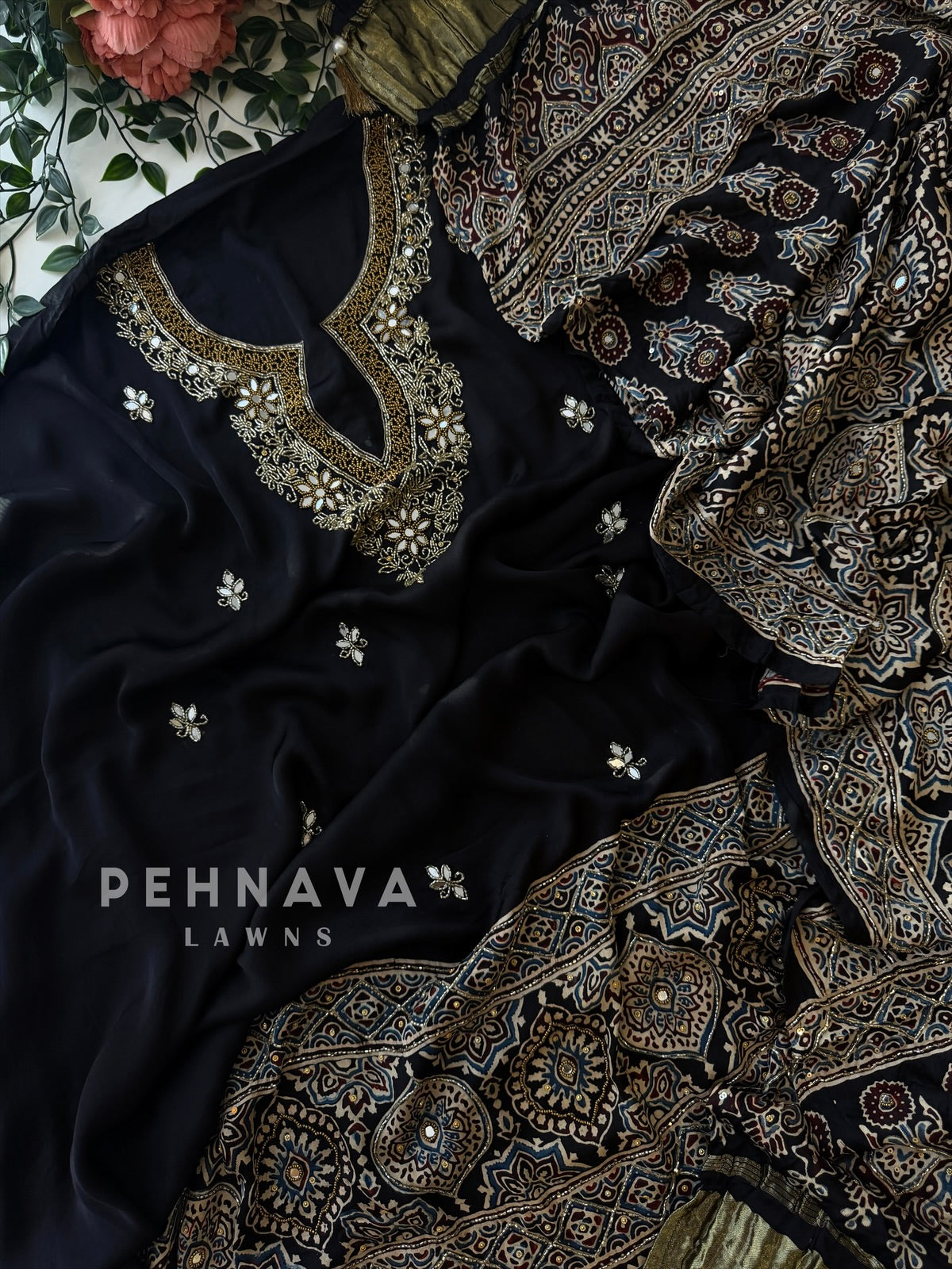 Ajrak Printed Unstitched Suit
