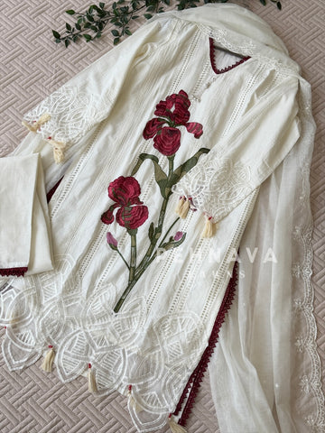 Floral Embroidered Three Piece Set-4565/62