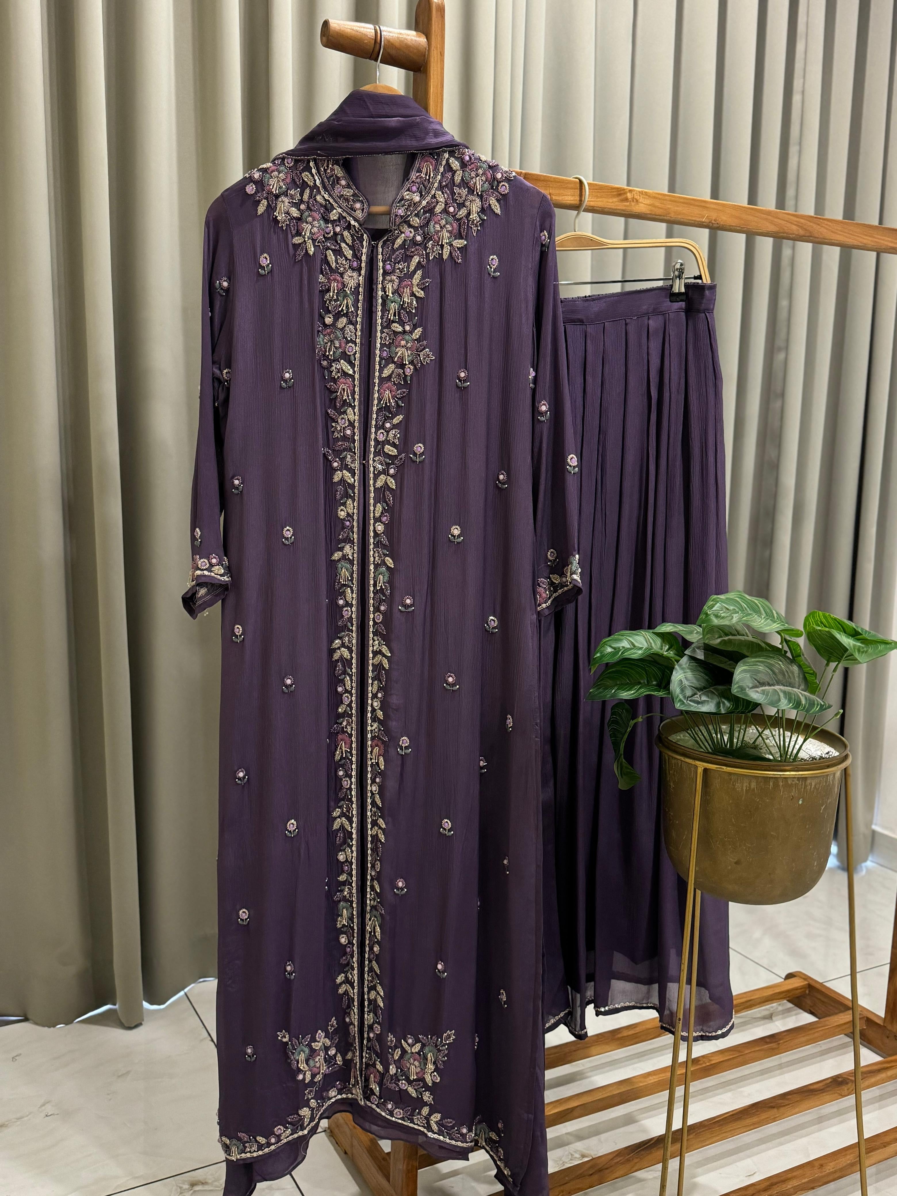 Premium Jacket Dress With Floral Handwork