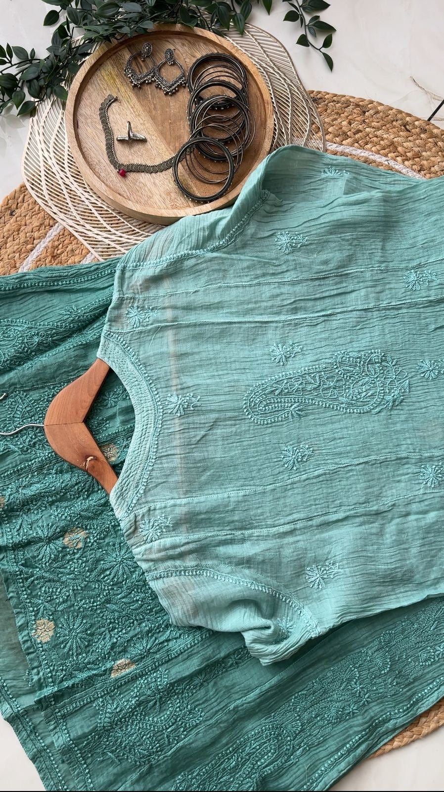 Authentic chikankaari embroidered suit-Blue ombre