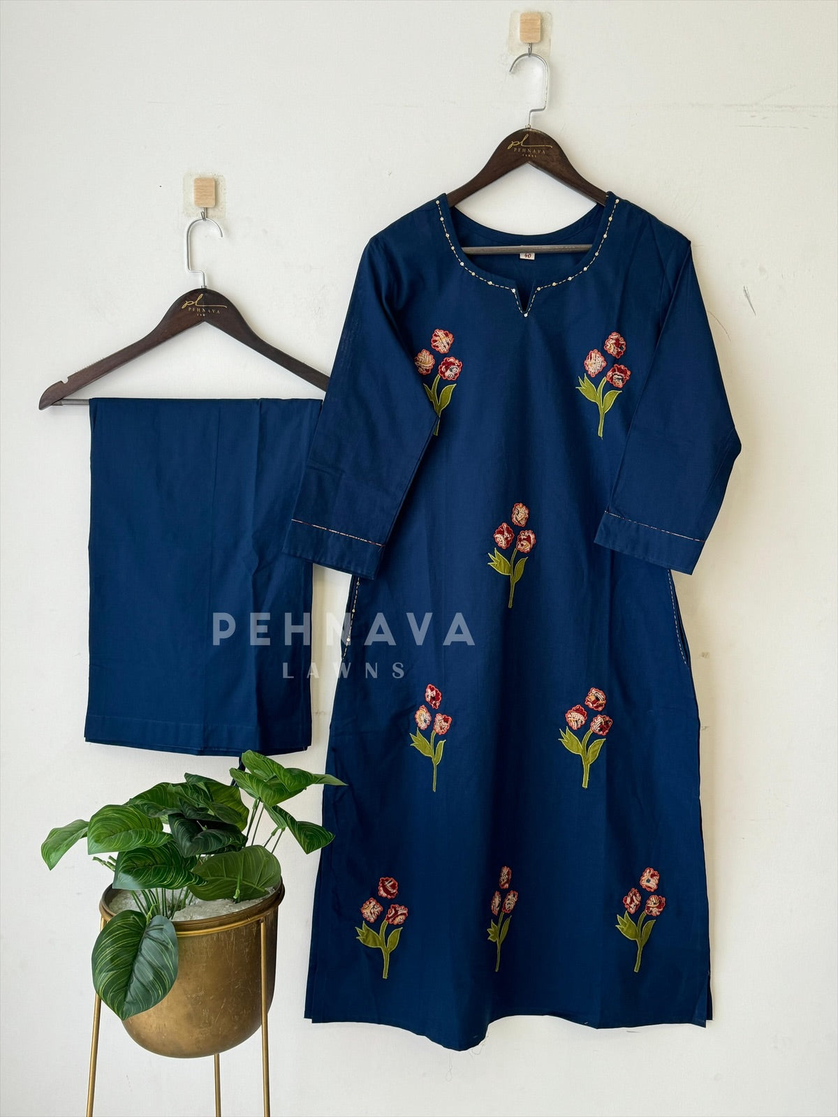 Appliqué Cotton Suit Set