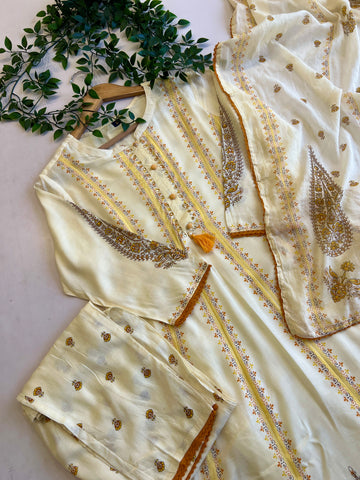 Muslin Flared floral Anarkali Suit-3901