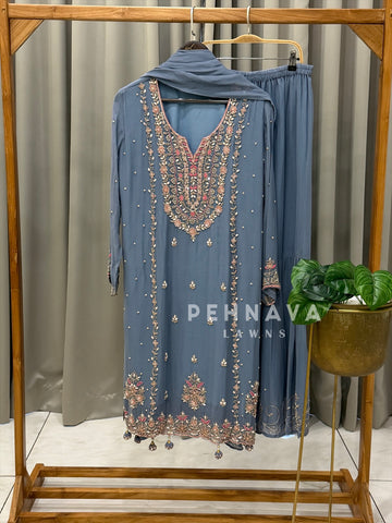 Premium Handworked Chiffon Suit-4326