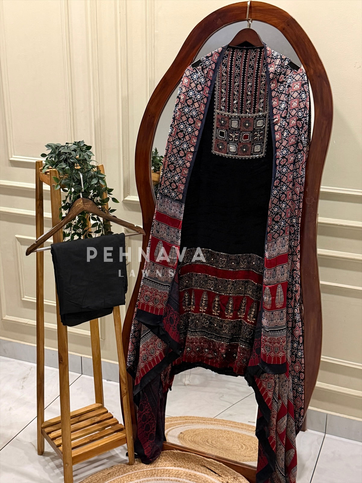 Velvet Ajrakh Printed Unstitched Suit 298