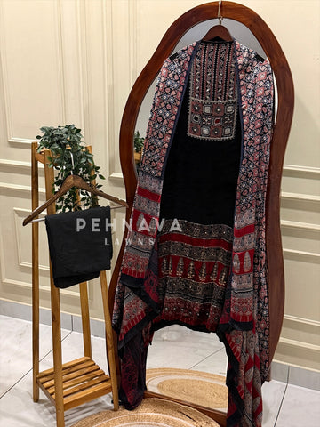 Velvet Ajrakh Printed Unstitched Suit 298