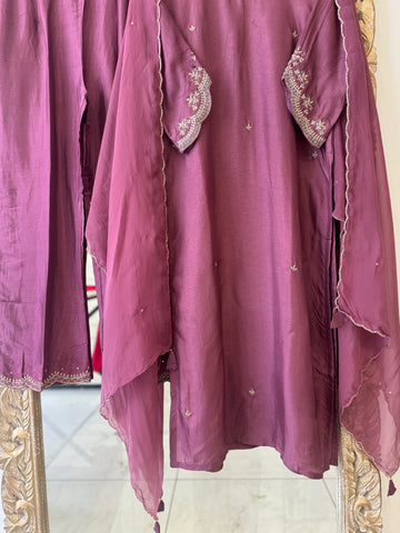 Premium  and elegant russian silk handworked suit-color options