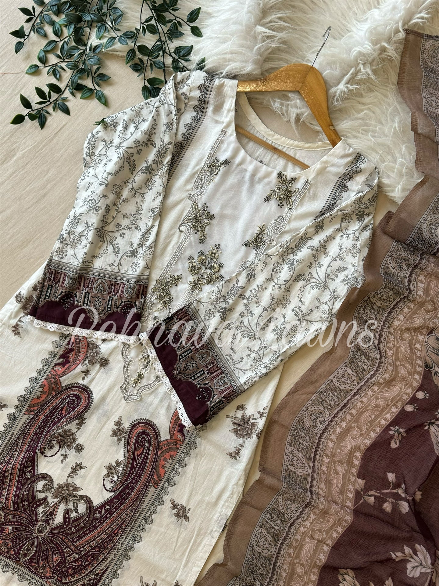 Paki Printed casual suit with chiffon/cotton dupatta -495