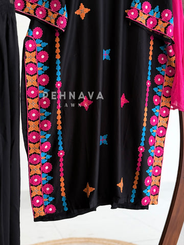 Black Multicolor Embroidered Suit Set LRC 377