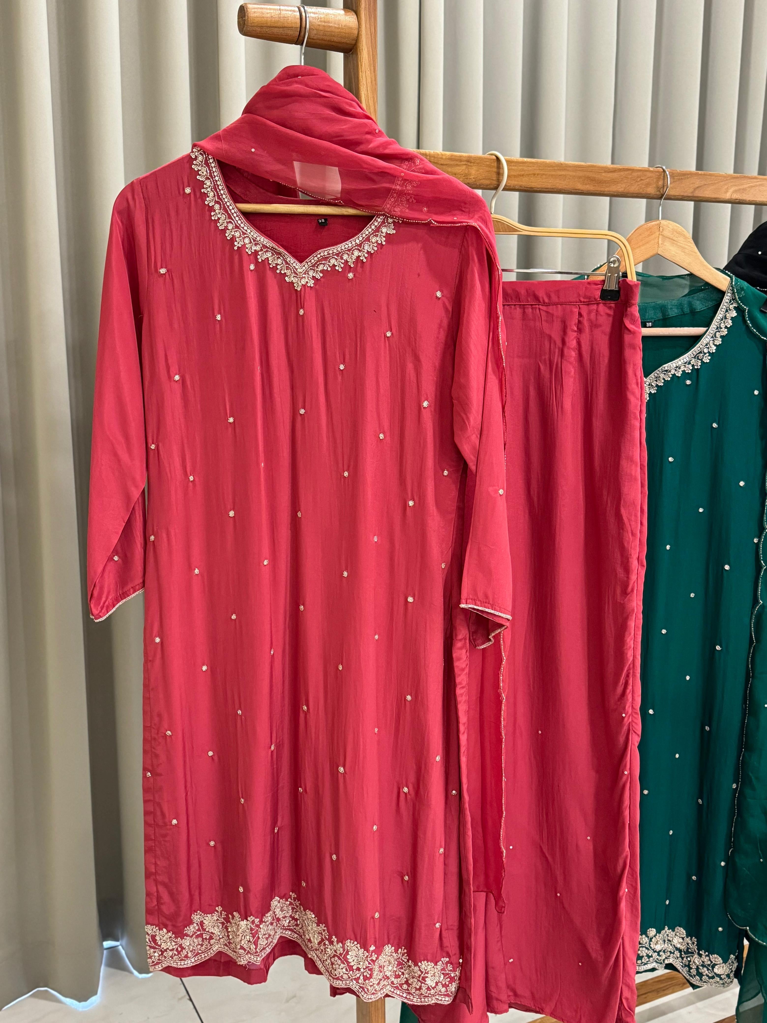 Handworked Premium Ready to wear suit with Neck detailings