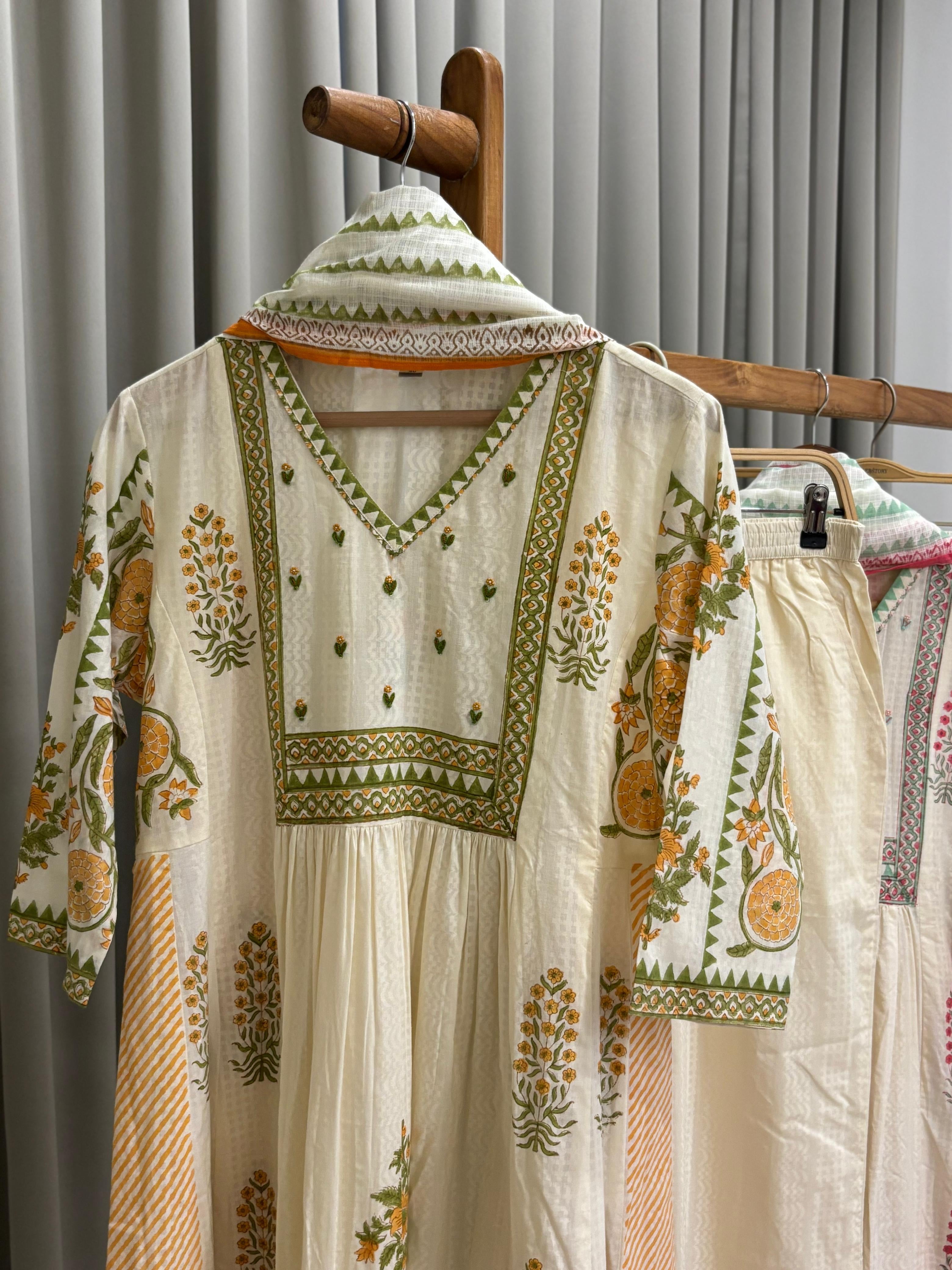 Cotton Floral Anarkali suit-2793