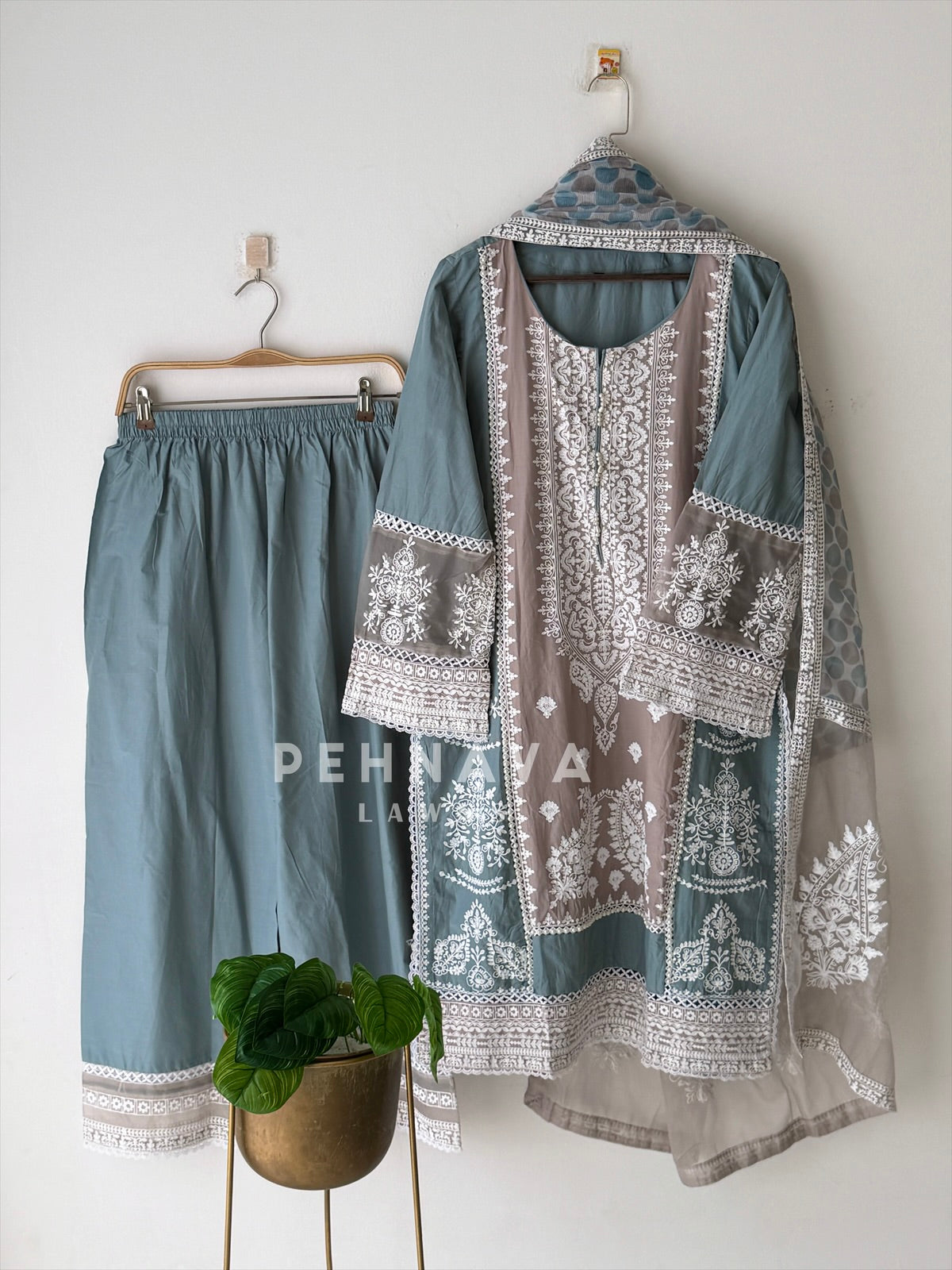 Cotton Embroidered Three Piece Set-5517