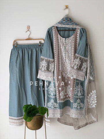 Cotton Embroidered Three Piece Set-5517