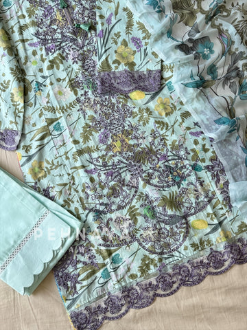 Floral Embroidered Lawn Suit-1406 - Pehnava Lawns