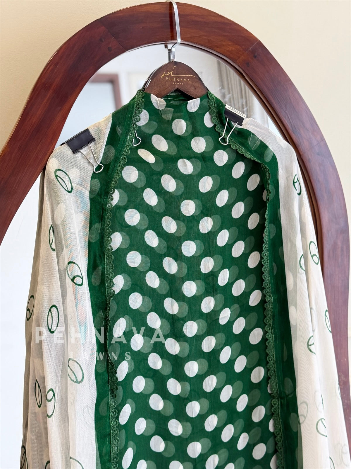 Polka Dot Unstitched Suit-3584