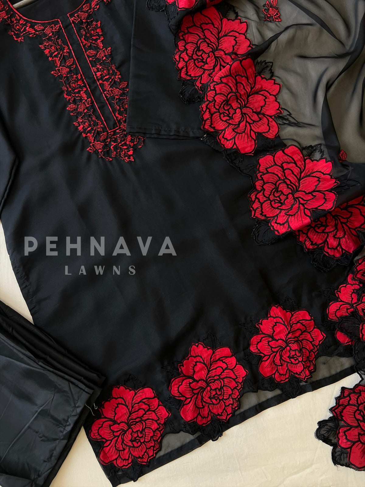 Rose Applique Suit Set