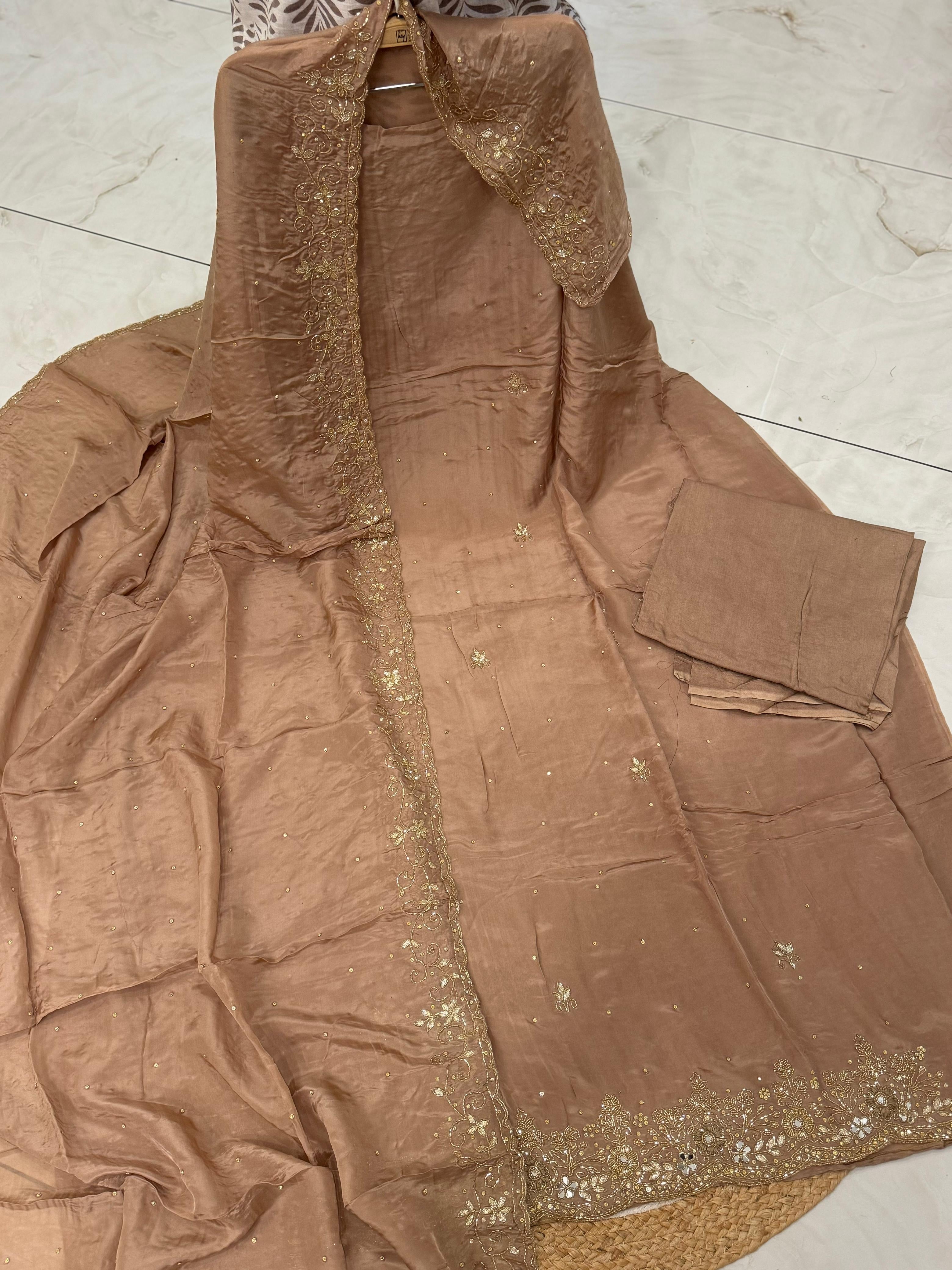 Pure Crepe Handworked Un-stitched suit-1678