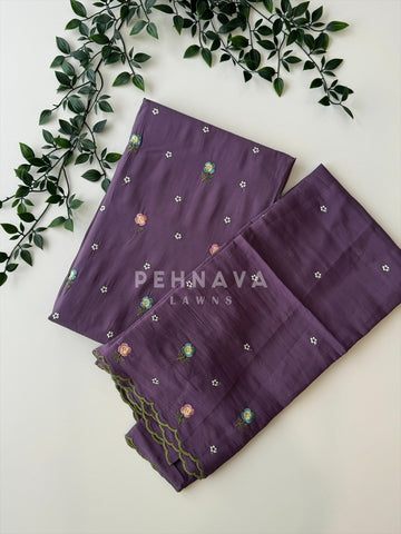 Chanderi Embroidered Suit-12713