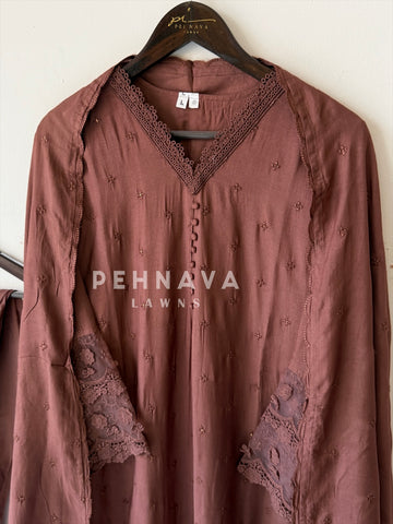 Lace‑Trimmed Embroidered Ensemble