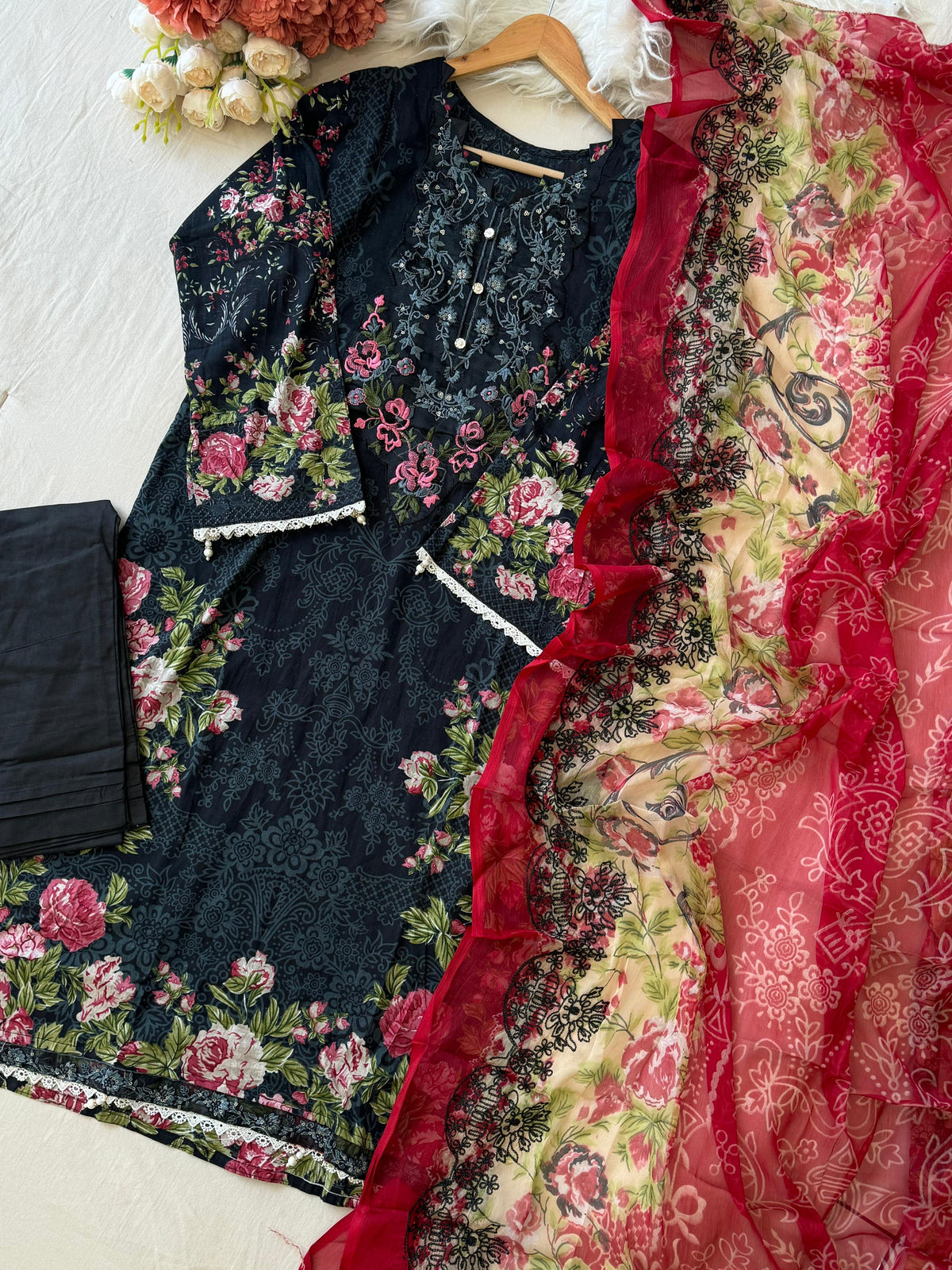 Black Printed Casual Suit 1331